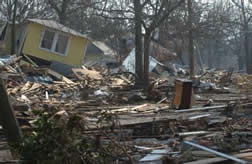 Biloxi, Miss., September 3, 2005 -- Damage and destruction to houses in Biloxi, Mississippi.  Hurricane Katrina caused extensive damage all along ...